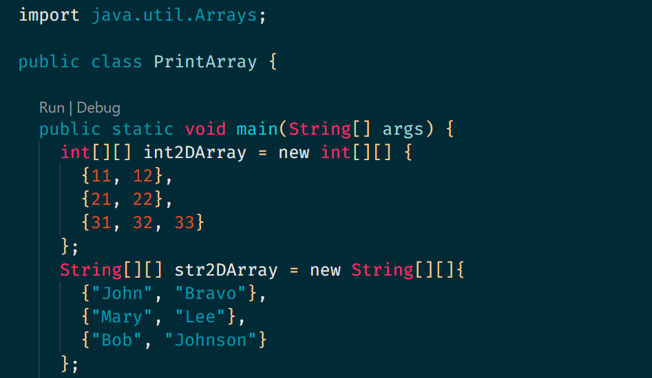 simplest way to print a Java array