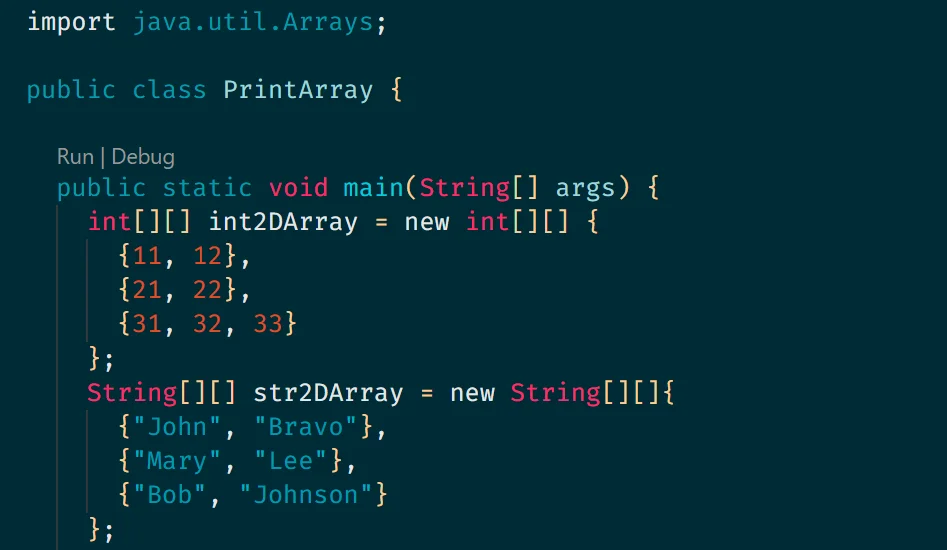 simplest way to print a Java array